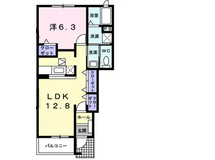 アルカンシエル・コロレA(1LDK/1階)の間取り写真
