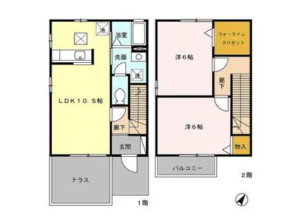 エル古城III(2LDK/1階)の間取り写真