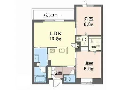シャーメゾン ジー コート ホウゼンジ(2LDK/3階)の間取り写真