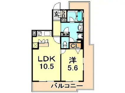 ワコーレ元町セリュックス(1LDK/13階)の間取り写真