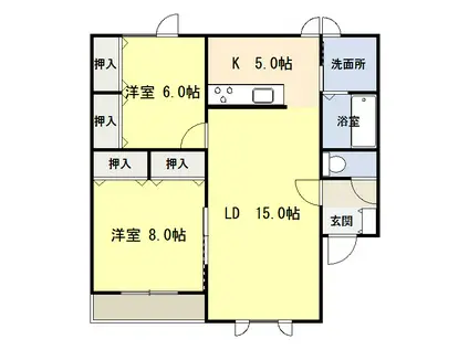 ＪＲ根室本線 帯広駅 徒歩21分 3階建 築13年(2LDK/2階)の間取り写真