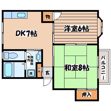 グレース西多賀(2DK/1階)の間取り写真