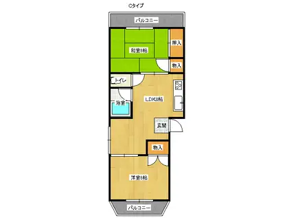 アーニング西加賀屋(2LDK/1階)の間取り写真