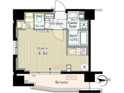 ルーエ渋谷神山町(1K/8階)の間取り写真