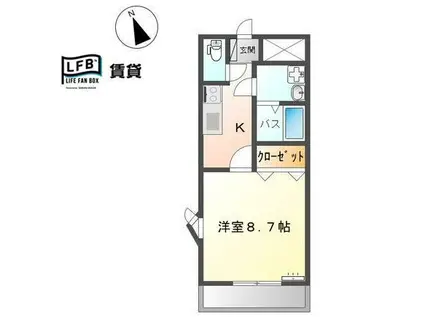 グランシャリオOKAZAKI(1K/2階)の間取り写真