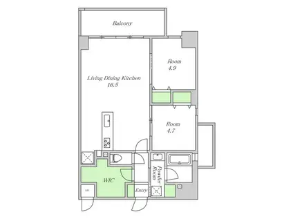 グリュックメゾンF-SAGISU(2LDK/10階)の間取り写真