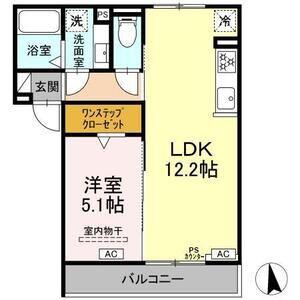 HILLS KEI(1LDK/2階)の間取り写真