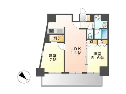 ポルタニグライースト(2LDK/2階)の間取り写真