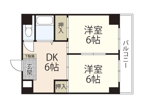 SKビル河原町(2DK/2階)の間取り写真