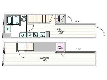 ザ・クラスアーバンス水道橋本郷(1DK/B1階)の間取り写真