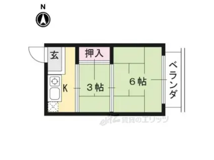 紫雲荘(1K/1階)の間取り写真