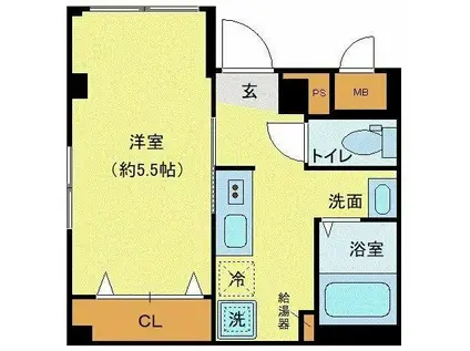 レピュア池上レジデンス(1K/4階)の間取り写真