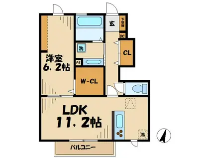 MAISON楓III(1LDK/1階)の間取り写真