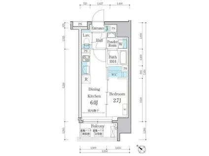 デュオメゾン文京白山(1DK/5階)の間取り写真