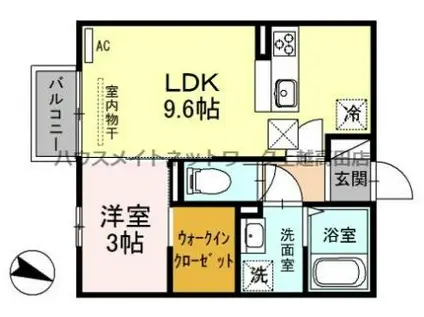 ラグナタウン鴨島(1LDK/1階)の間取り写真