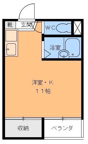 ビューハイツ島口(ワンルーム/3階)の間取り写真
