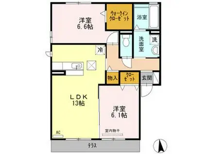 サン ハピネス(2LDK/1階)の間取り写真