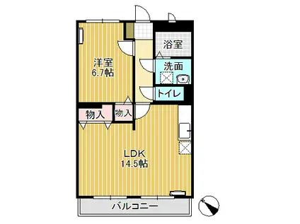 シスコ イン となみ A棟B棟(1LDK/1階)の間取り写真