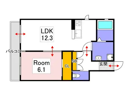 アンシャンテ(1LDK/2階)の間取り写真