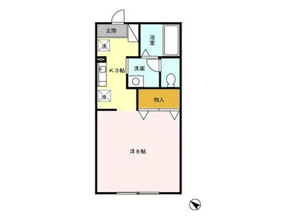 さんもーる2000(1K/2階)の間取り写真