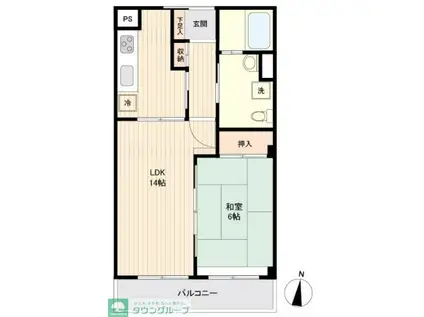 テラス上布田(1LDK/3階)の間取り写真