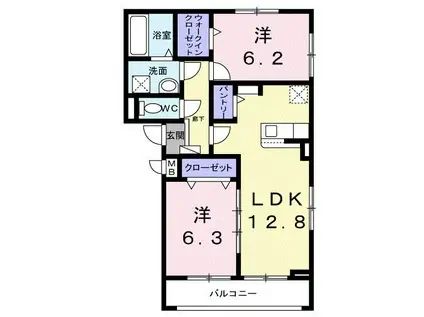 ソレイユ茨木(2LDK/2階)の間取り写真