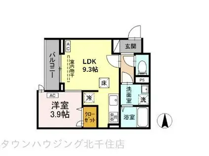 グラナーデ扇I A(1LDK/1階)の間取り写真