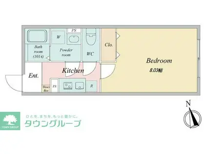 LIVEFLAT国分寺(1K/2階)の間取り写真