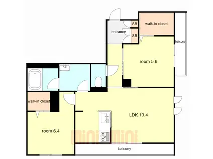 SHAMAISON GREENAGE 日野町(2LDK/2階)の間取り写真