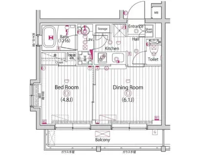 ガーラ・ヒルズ氷川台(1DK/2階)の間取り写真
