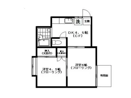 南台シティホーム(2K/1階)の間取り写真