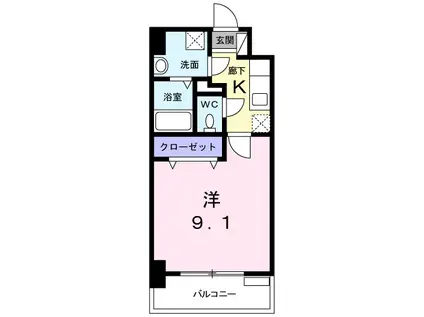 ELEVITA弥永(1K/6階)の間取り写真