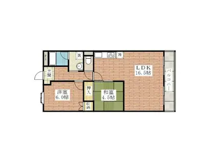 グレイス茨木(2LDK/2階)の間取り写真