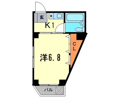 カーサ大森(1K/2階)の間取り写真