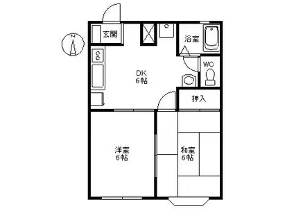 チェリハウス桜花園(2DK/1階)の間取り写真