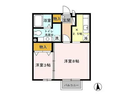 パークコートホーム(2K/2階)の間取り写真