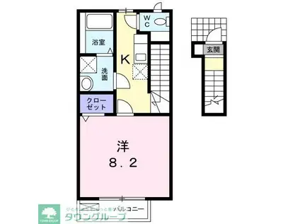 カトゥルセゾン(1K/2階)の間取り写真