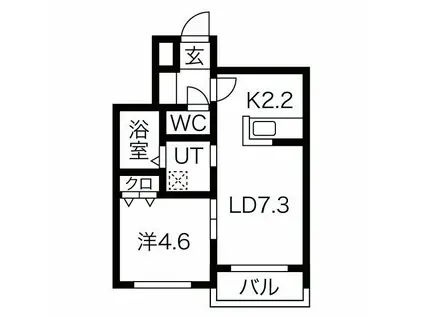 ウルス平岸(1LDK/3階)の間取り写真