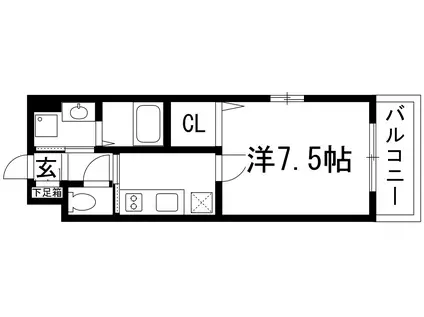 ポポラーレ(1K/1階)の間取り写真