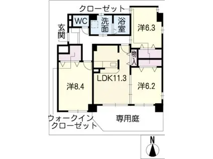 コート・メディオン(3LDK/1階)の間取り写真