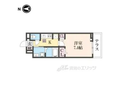 ガルデニア 2(1K/1階)の間取り写真