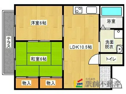 レッドハウス福益A(2LDK/2階)の間取り写真