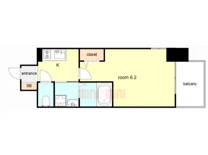 エスリード大阪ラ・リュール(1K/12階)の間取り写真