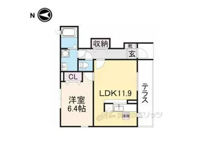 フォンテーヌ柏原1(1LDK/1階)の間取り写真
