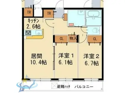ロワシーヴィラージュ(2LDK/2階)の間取り写真