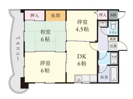 スカイパークマンション(3DK/8階)の間取り写真