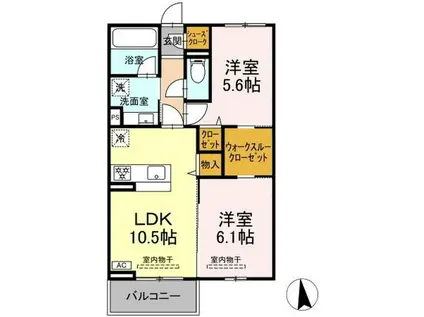 GARDEN蔵(2LDK/2階)の間取り写真