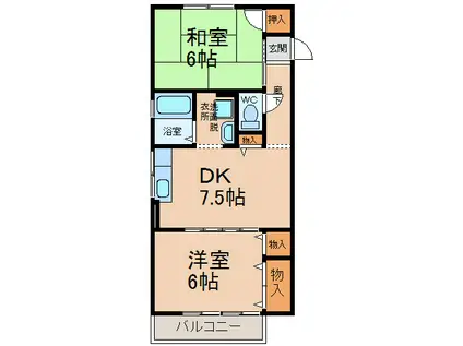 マルベリー(2DK/2階)の間取り写真