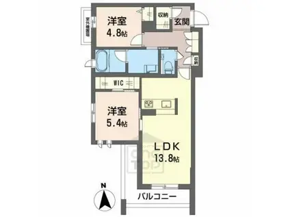 シャーメゾン クレスト(2LDK/2階)の間取り写真