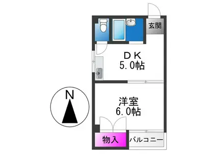 メゾンド平野北(1DK/5階)の間取り写真